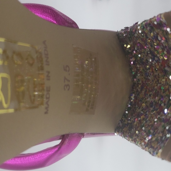 1198- Free People Parker Chain Heel Magenta Metallic Size 7.5 NWT - Picture 8 of 12